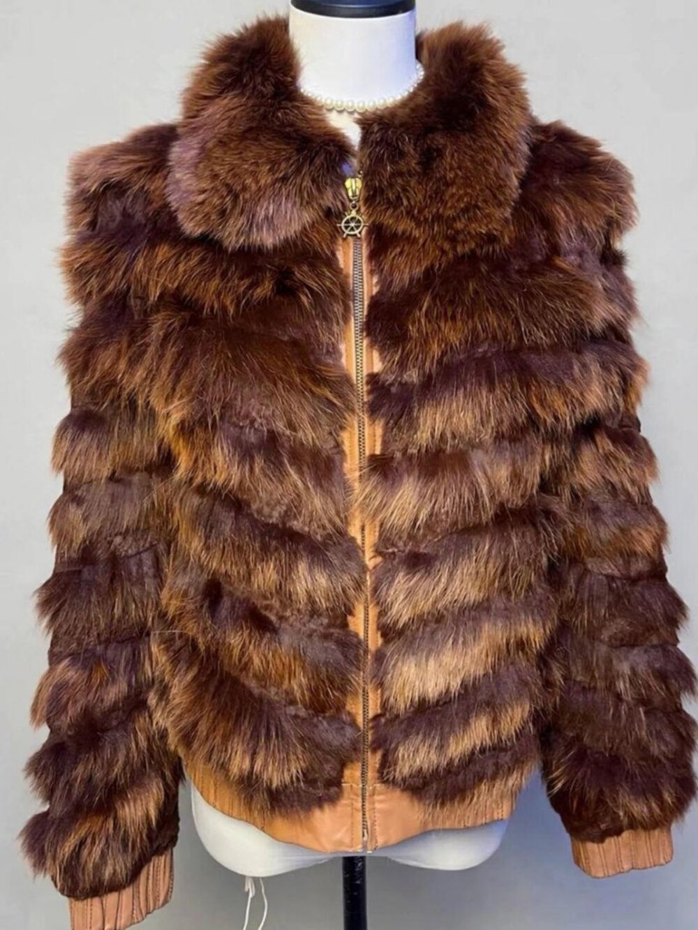 Vintage Olive Moto Jacket with Fur Pieced Sheepskin